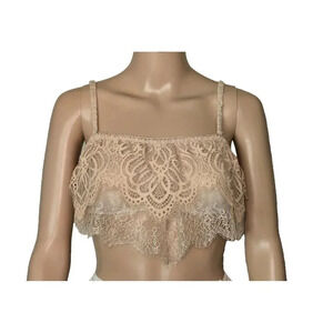 Victoria's Secret Dream Angels Bralette Crop Top Lace Bra beige size M